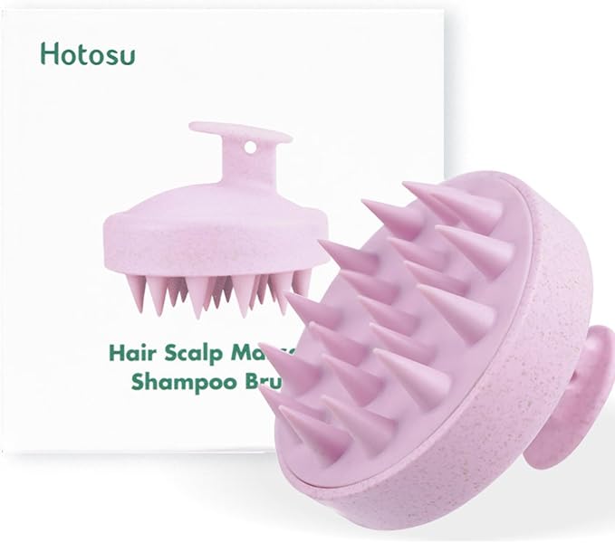 Scalp Massager Brush for Hair Growth – Silicone Scalp Scrubber & Scalp Exfoliator – Manual Scalp Massager Brush for Wet or Dry Use – Hair Massager Scalp Shampoo Brush Tool (Pink)