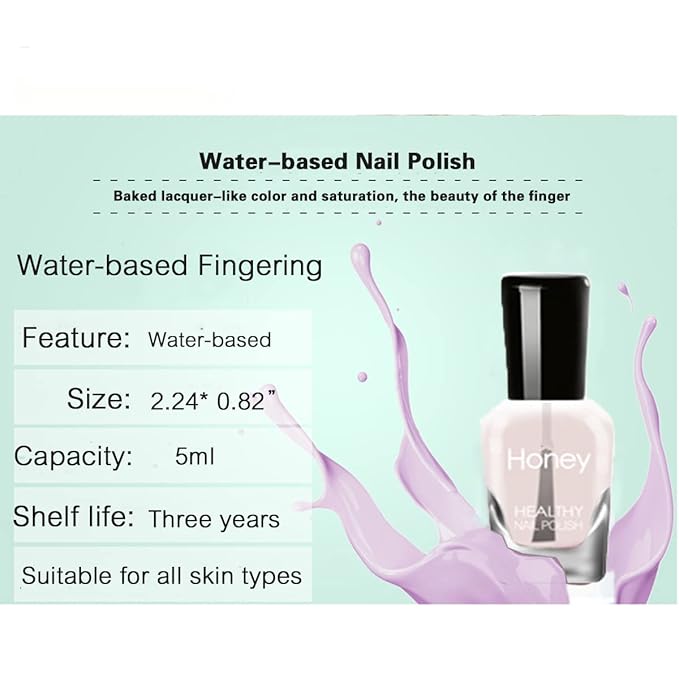 Non Toxic Nail Polish Set, Easy Peel Off and Fast Dry NailPolish Set for Pack, Eco Friendly & Organic Water Based Nail Polish for Women,Teens (18 Bottles)