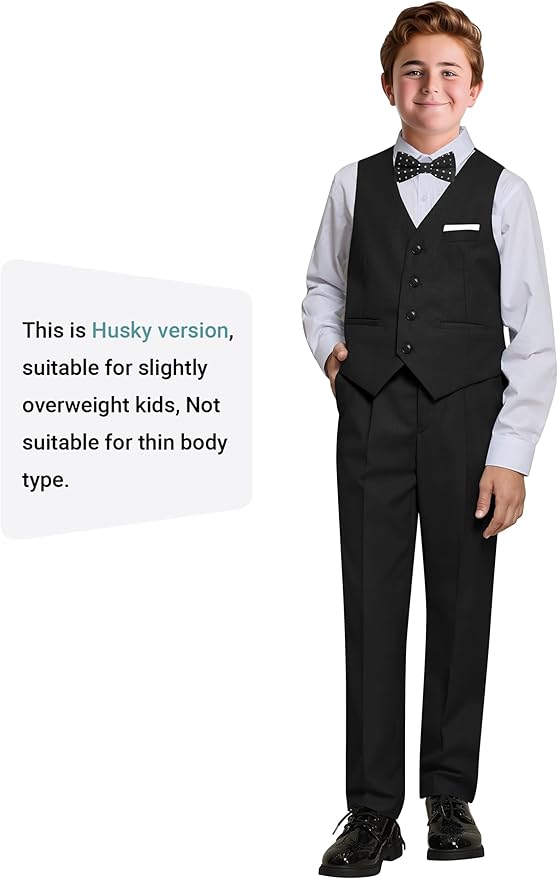 Happy Dolphin Boys Suit Set Modern Fit Kids Suits Adjustable Waist Boys Wedding Outfit for Boy Communion Suits for Boys