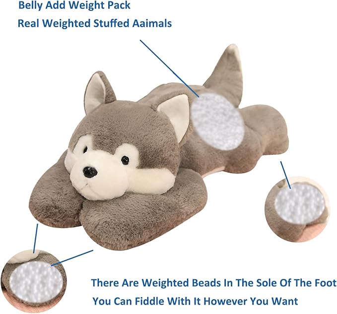 Weighted Stuffed Animals, 3.3 lbs Weighted Husky Stuffed Animal Plush Toy Cute Huskies Plush Animals Throw Pillow Gifts for Boys Girls, 19.6 inch