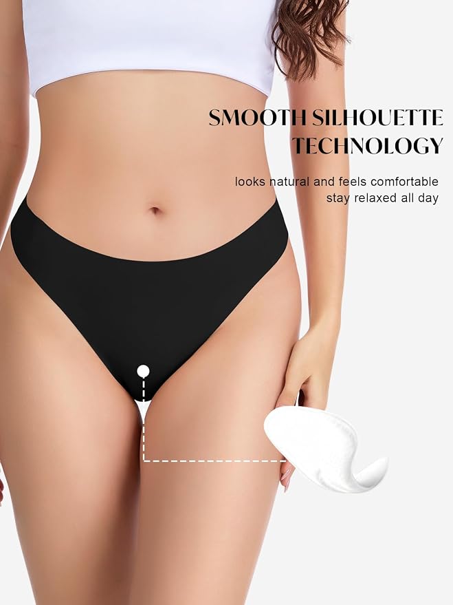 Seamless Camel Toe Thongs for Women Invisible Cameltoe Thong Panty Liners No Show Workout G-Strings Underwear