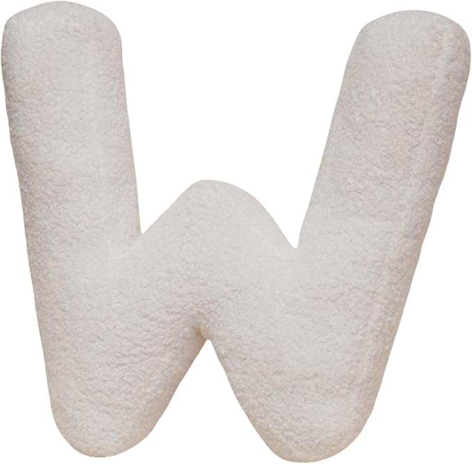 MOJUN Letter Pillows, Soft Plush Decorative Initial Letter Shaped Throw Pillows for Sofa Couch Bed, Cute Letter Pillows English Alphabet A to Z for Living Room Bedroom Floor Car Decoration, W