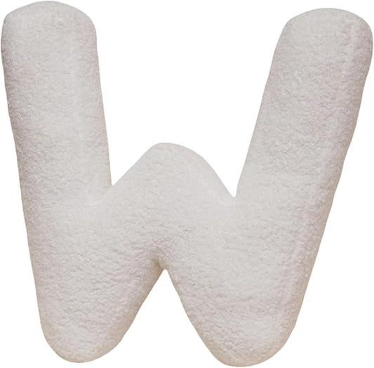 MOJUN Letter Pillows, Soft Plush Decorative Initial Letter Shaped Throw Pillows for Sofa Couch Bed, Cute Letter Pillows English Alphabet A to Z for Living Room Bedroom Floor Car Decoration, W
