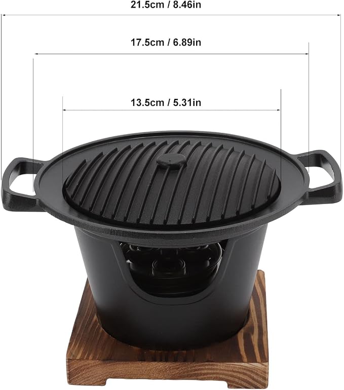 Portable Wooden Charcoal Grill,Japanese Hibachi Tabletop BBQ for Indoor/Outdoor Use, Camping, Patio, Backyard & Picnic | Durable Cast Iron & Aluminum Alloy Construction