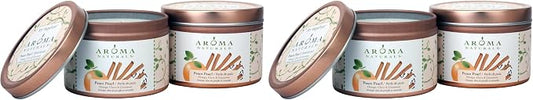 Aroma Naturals Tin Candle with Orange Clove and Cinnamon Essential Oil Natural Soy Scented, Peace Pearl, 2 Count (Pack of 2)