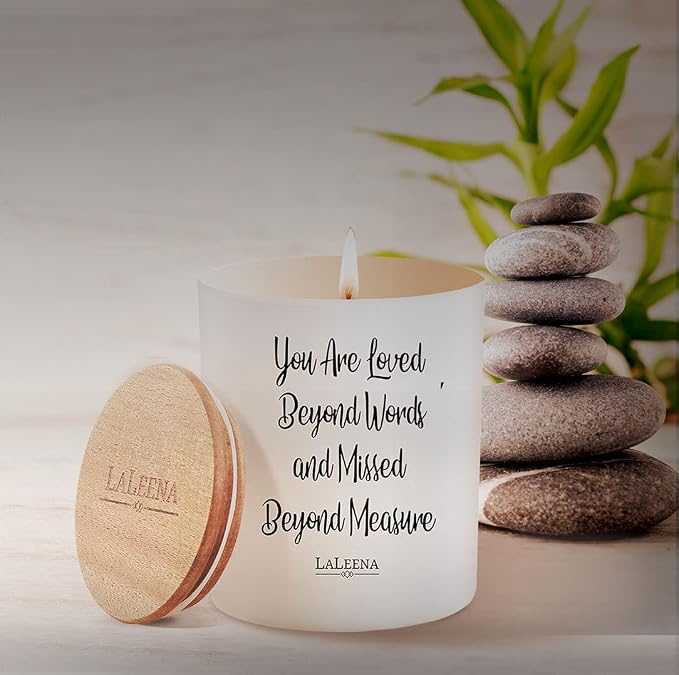 Scented Soy Memorial Candle – Glass Jar Candle Gift with 100% Organic Soy Wax & Fragrance Oil – Missing Someone Gift Decor for Women, Men, Couples, Meditation, Yoga by LaLeena, Large 14 Oz, Jasmine
