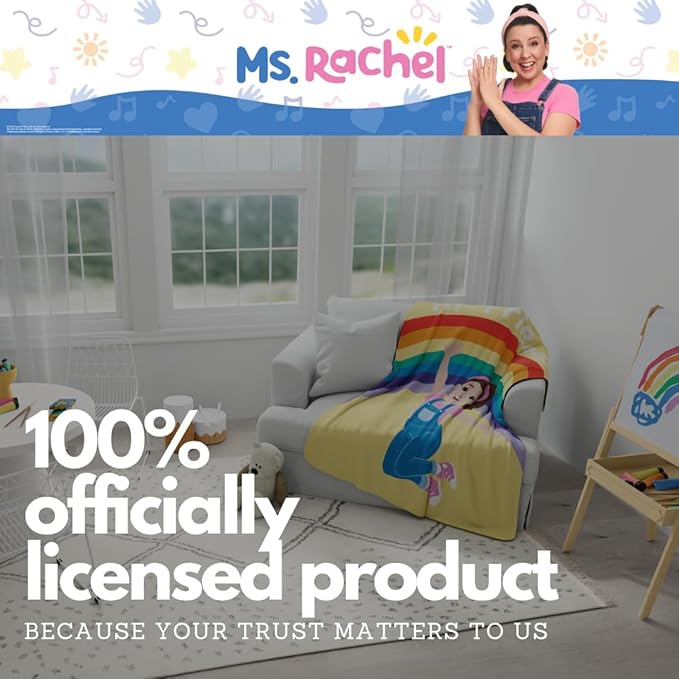 Ms. Rachel Educational Adventures Bedding Super Soft Cozy Throw, 46 in x 60 in, (Officially Licensed Product) by Franco Kids