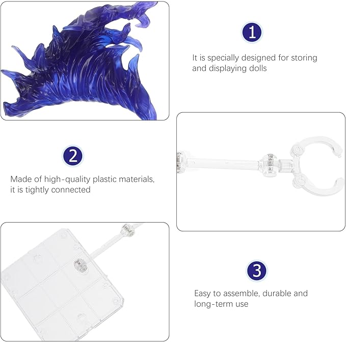 Action Figure Stand Set with Fire Effects - Purple & Blue Display Holder for 6-12 Inch Models Easy Assembly and Sturdy Support