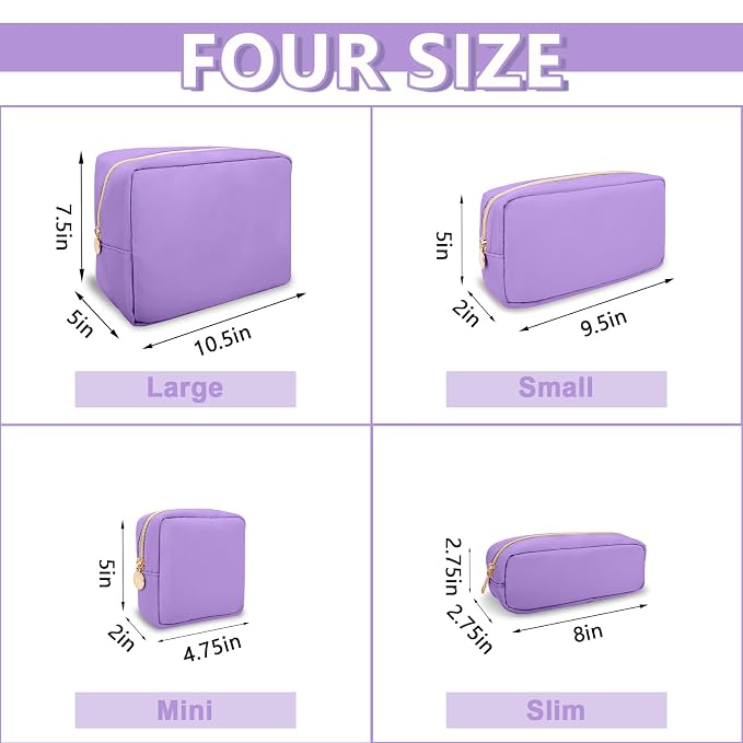 UIXIZQ Small Pencil Case Makeup Bag for Purse, Cute Pencil Pouch Preppy Nylon Makeup Brush Bag with Zipper, Girls Portable Stationery Storage Case Small Pen Bag for Office School College(Slim-Grape)