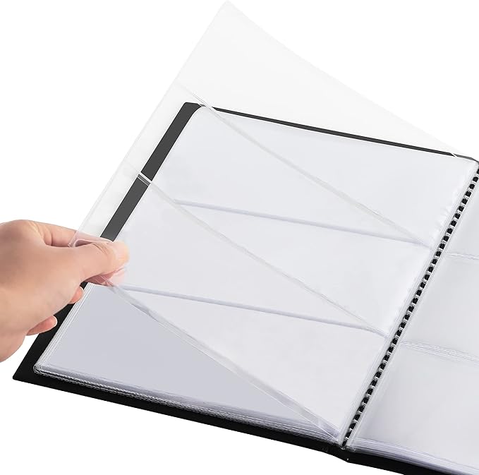 60 Pockets Currency Album - Banknotes Collecting Holder Leatherette Hard Cover Storage Book with Protective Case for Paper Folding Money Dollars Bills Trading Cards Stamps Collection AN01BK