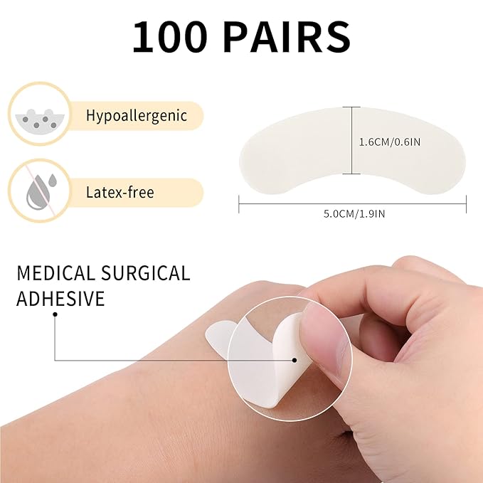 100 PCS Foam Eye Pads for Lash Extensions, Under Eye Pads for Eyelash Extensions, Micro-foam Lash Patches Lint Free, Stick Well, No Tape Needed, Hypoallergenic