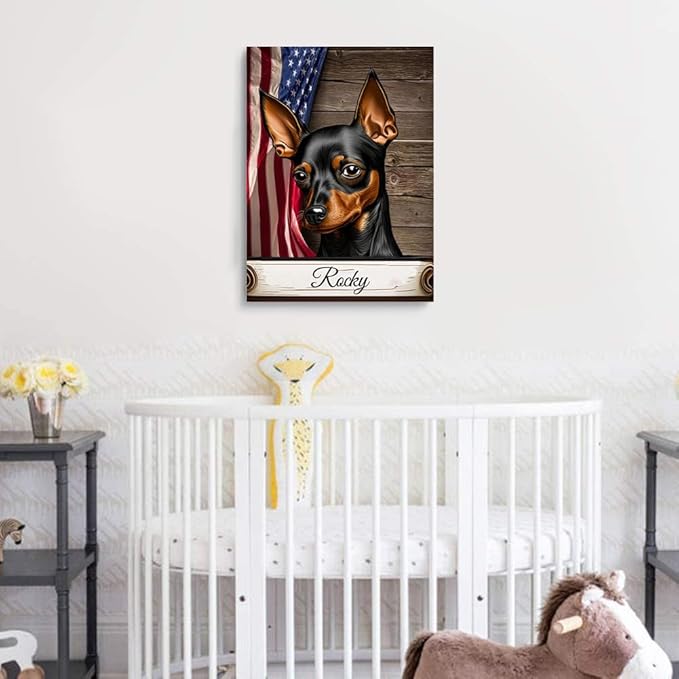 Custom Wooden Jigsaw Puzzles with Your Dog's Name on Miniature Pinscher Art Print - 300 500 1000PCS Puzzles Game and Home Wall Decor