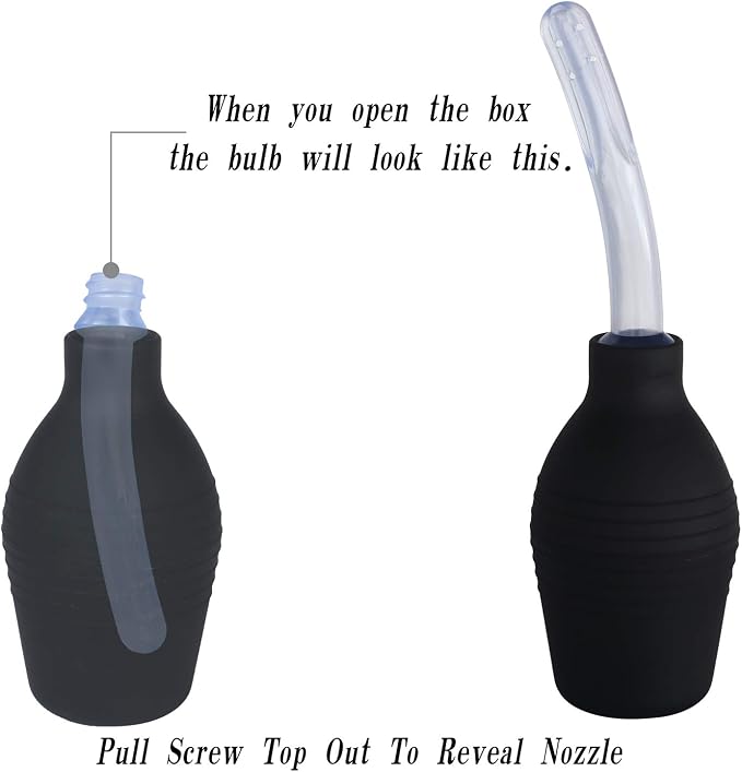 Abyclean Anal Douche Enema Bulb Vaginal Douche Enema Cleaner for Women’s or Man’s Health (500ml Black and Transparent)