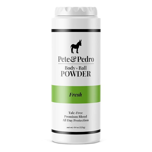 Pete & Pedro BODY & BALL POWDER (Fresh Scent), Talc-Free Men’s Body Powder Deodorant for Men, Sweat Absorbs Blocks Odor, Hygiene for Groin Area, Ideal For Gym & Daily Use | Seen on Shark Tank, 4.4 oz
