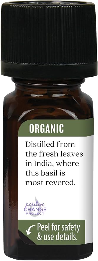 Aura Cacia Organic Holy Basil Tulsi Pure Essential Oil, Vegan, Cruelty Free, 0.25 Fluid Ounces (Pack of 3)