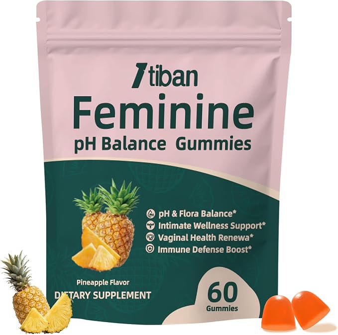 Women Gummies for pH Balance, Premium Feminine Vaginal Health Probiotics Her Gummy, Immune Support, Vegan, Gluten-Free, Pineapple Flavour 60 Gummies 30 Servings