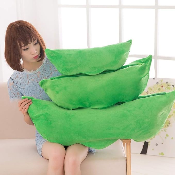 Giant Peas in A Pod Plush Toy Pea Pod Pillow Cute Pea Stuffed Toys Plant Doll Various Sizes (Yellow Beans,19.6''/50cm)