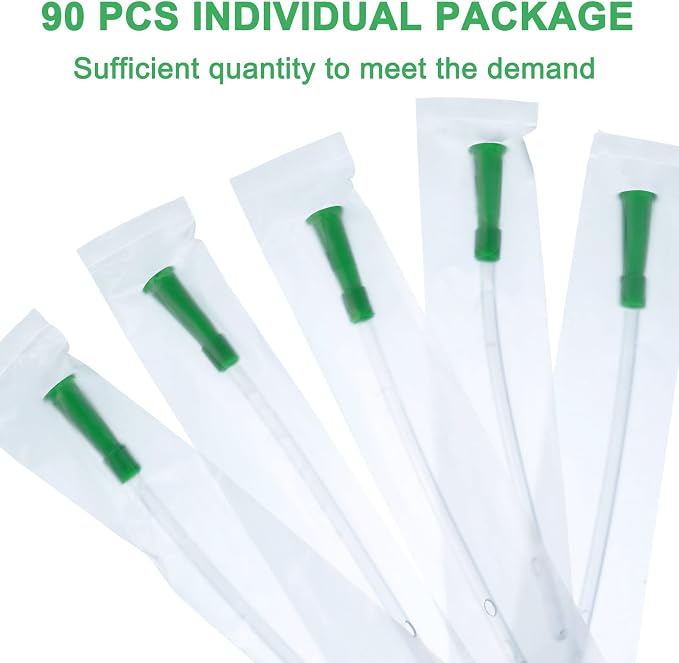 Nuanchu PVC Replacement Tubings Supplies Tubes Kit Clear Replacements Hose with Flexible Rounded End for Smooth Insert(14 FR,90 Pieces)