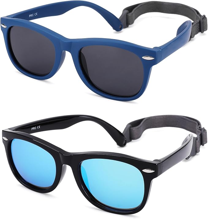 Polarized Baby Sunglasses with Strap - Unbreakable Flexible Infant Sunglasses for Toddlers Age 0-24 Months