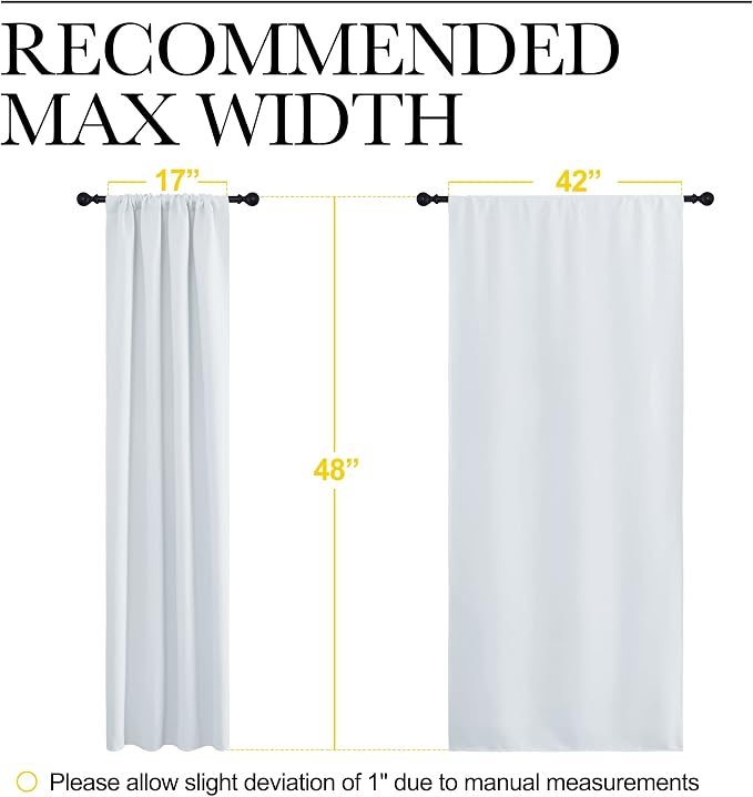 NICETOWN Greyish White Window Curtain Panels - Thermal Insulated Rod Pocket Room Darkening Curtain Sets for Bedroom (Platinum - Greyish White, 2 Panels, 42 by 48)