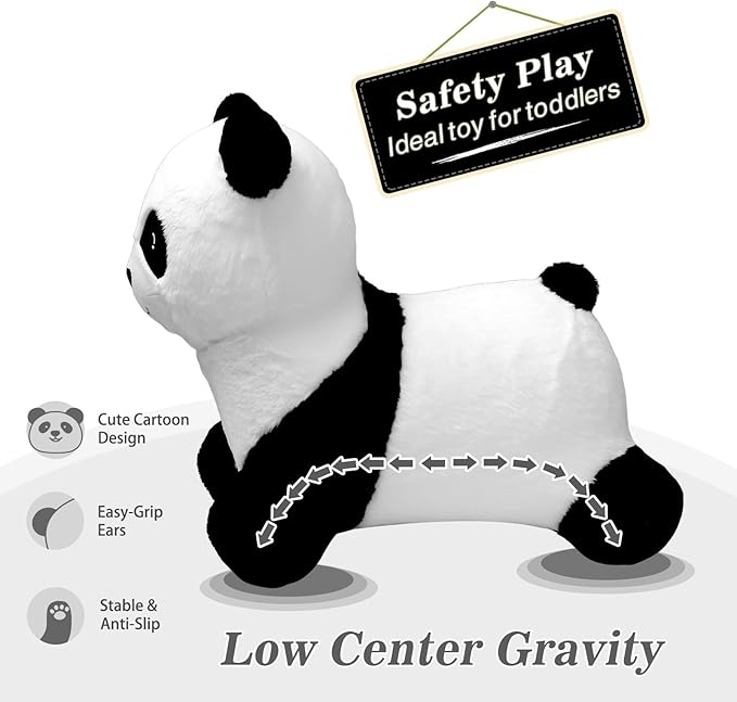 INPANY Bouncy Horse, Panda Hopper Toys, Toddler Plush Bouncing Animal, Kid Inflatable Ride on Rubber Bouncer, Outdoor Cool Birthday Gift for 2 3 4 Yr Boy Girl