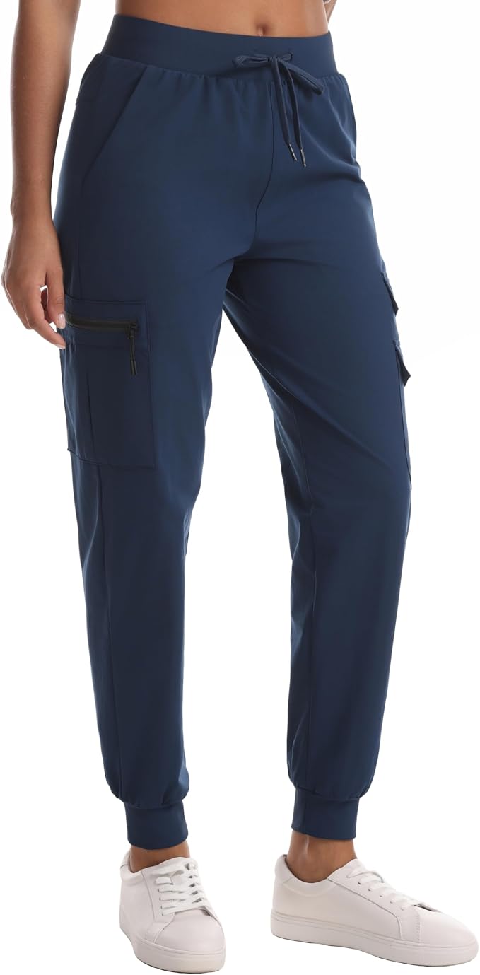 Rrosseyz Women's Hiking Pants with Pockets - Lightweight Water Resistant Joggers Cargo Pants for Casual Travel Golf Outdoor