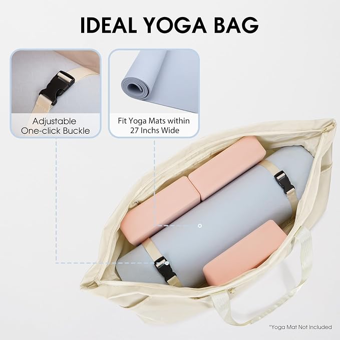 sportsnew Large Yoga Mat Bag with Shoes Compartment and Wet Pocket Ladies Pilates Gym Tote Bag with Yoga Mat Holder Strap for Women Men Workout Carrier Stuff Accessories