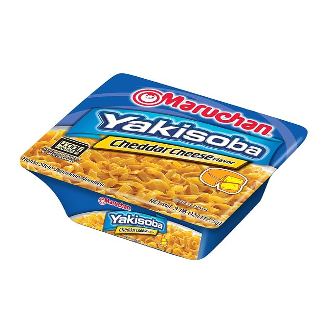Maruchan Yakisoba, Cheddar Cheese Flavor – Stir-Fried Japanese Instant Ramen Noodles, High Protein Microwavable Meal – 3.96 Oz. (8 Pack)