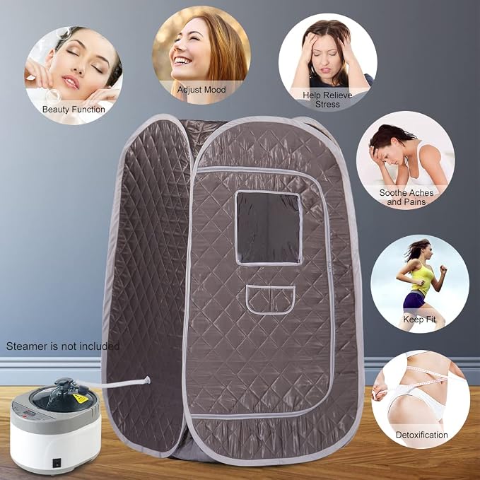 Smartmak Portable Sauna Tent, Foldable One Person Full Body Spa for Detox Therapy Without Steamer - Dark Grey
