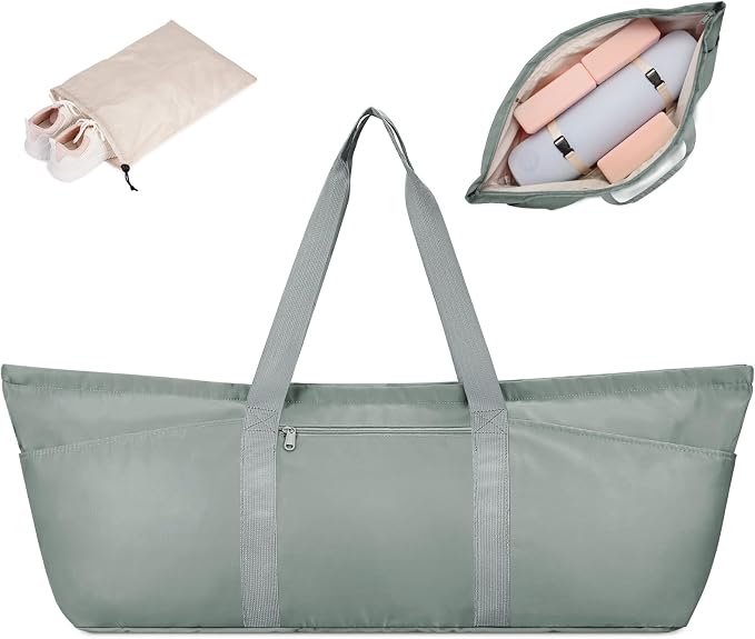 sportsnew Large Yoga Mat Bag with Shoes Compartment and Wet Pocket Ladies Pilates Gym Tote Bag with Yoga Mat Holder Strap for Women Men Workout Carrier Stuff Accessories