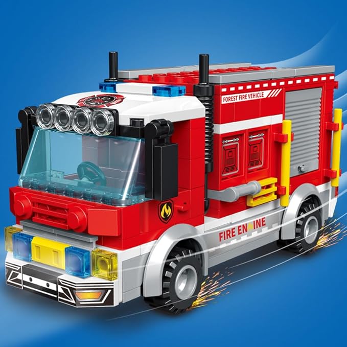 MindBox City Fire Rescue Building Set with Fire Station, Truck & Helicopter,772pcs Toy for Boys 8+