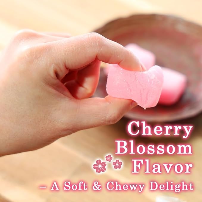 TOMOSAN Japanese Sakura Mochi Candy, Traditional Cherry Blossom Rice Cakes, Soft & Chewy, Individually Wrapped, 180g x 2 Packs (12.7oz Total)