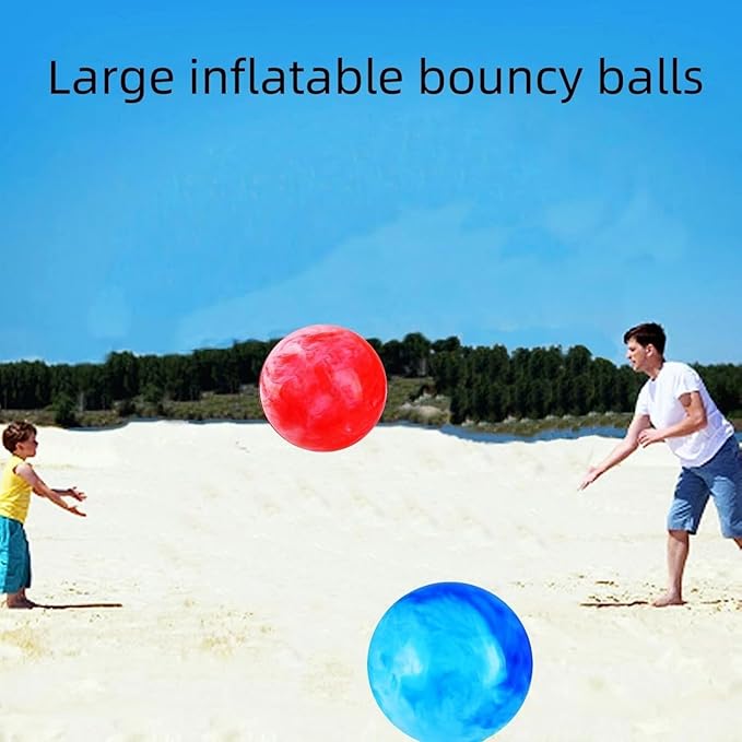 2 Pcs Marbleized Bouncy Balls for Kids Large-Sized Ball Inflatable Rubber Playground Sensory Balls for Beach Pets Indoor Outdoor Kickball Water Balls