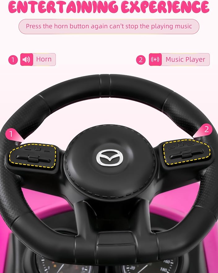 HEIMILI Kids Push Car,Foot-on-Floor Toy, Ride-On Toy with Anti-Slip Wheels, Bumper Guards for Fun & Safety (Pink)