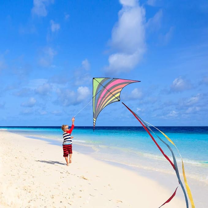 Mint's Colorful Life Delta Kite for Kids & Adults, Extremely Easy to Fly Kite for Beach Trip, Best Kites for Beginners, 300ft String Handle Included