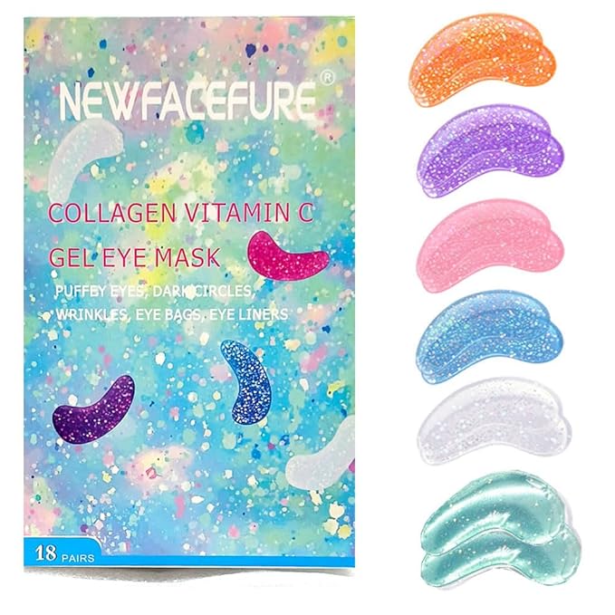 Under Eye Patches Variety Pack 18 Pairs of Cooling Collagen Vitamin C and Hyaluronic Acid Eye Mask for Dark Circles, Puffy Eyes, Wrinkles,Beauty Skin Self Care Bridesmaid Gifts for Women Girls kids