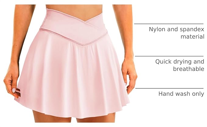 Womens Tennis Skirt Crossover High Waisted Skort with Pockets Shorts | Athletic Skirts for Golf Running Workout Pickleball, Aesthetic Activewear, Sporty Athleisure Style