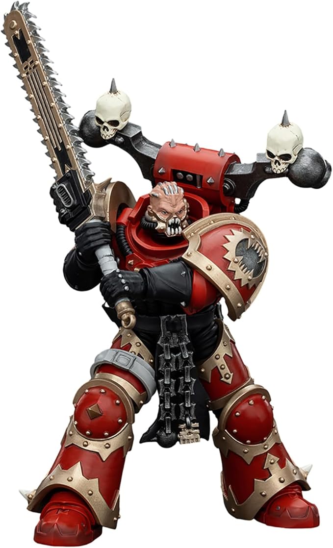 JOYTOY Warhammer 40K 1/18 Action Figures - World Eaters Khorne Berzerker with Eviscerator Chainsword Perfect for Collectors & Decor - Ideal Gift for Birthdays, Christmas, Character Figure - JT00560