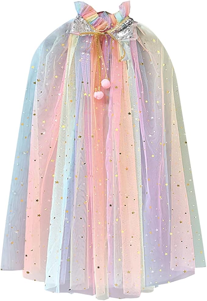 FKKFYY Rainbow Cape Cloak for Girl Princess