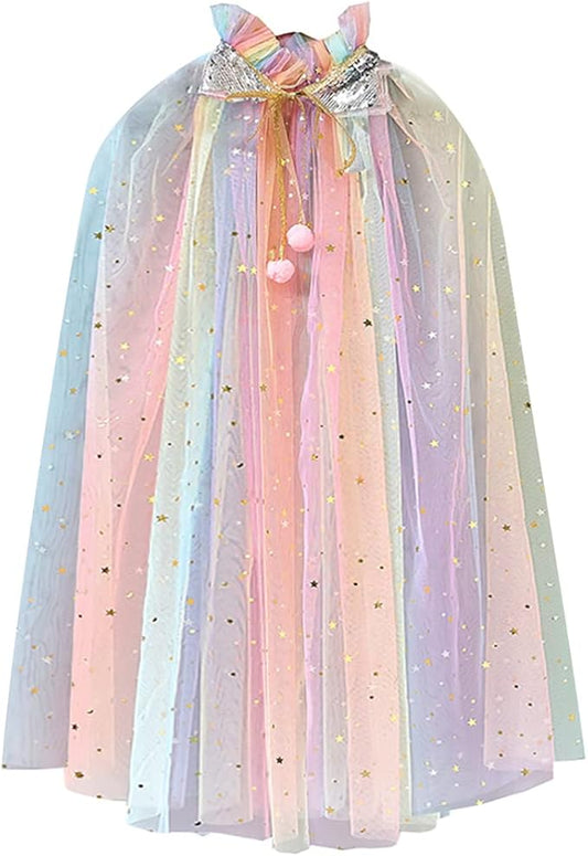 FKKFYY Rainbow Cape Cloak for Girl Princess