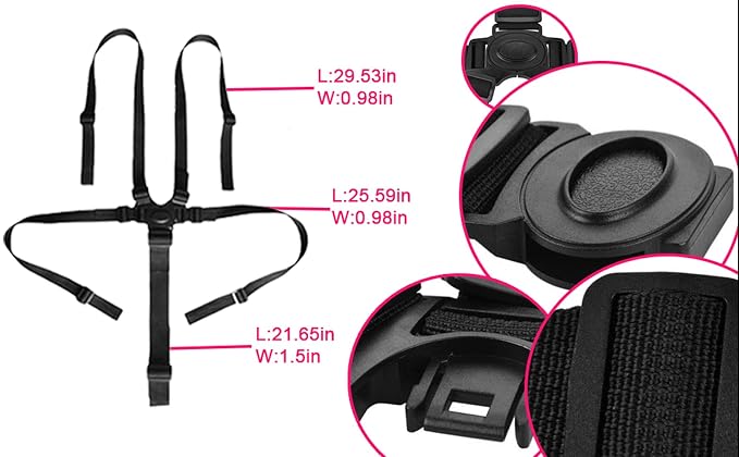 5 Point Seat Belt Safety Strap Belt for Stroller Pushchair Pram Buggy Safe Protection, Adjustable High Chair Baby Straps, Safety Strap Belt