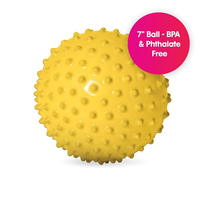 Edushape The Original Sensory Ball for Baby - 7" Yellow Color Baby Ball that Helps Enhance Gross Motor Skills for Kids Aged 6 Months & Up - Vibrant, Colorful and Unique Toddler Ball