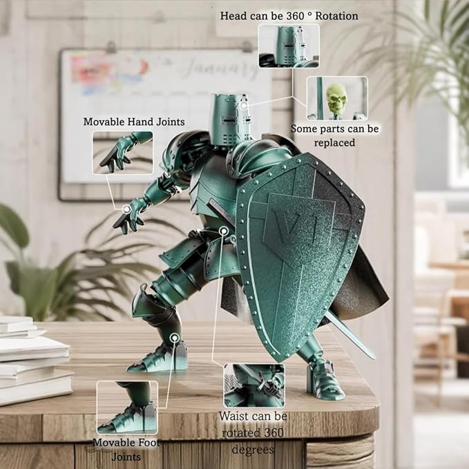 T13 Action Figure Set,Skeleton Knight Action Figures,Knight Action Figures,Dummy 13,Lucky 13 Collectible Action Figure（Assembly Required） (A-Golden Skull Knight)