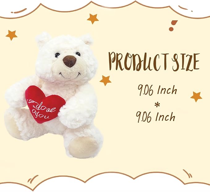 Stuffed Teddy Bear Dolls with Heart Cute Animal Plush Toy for Girlfriend Mom Anniversary Valentines Birthdays Gifts 9''