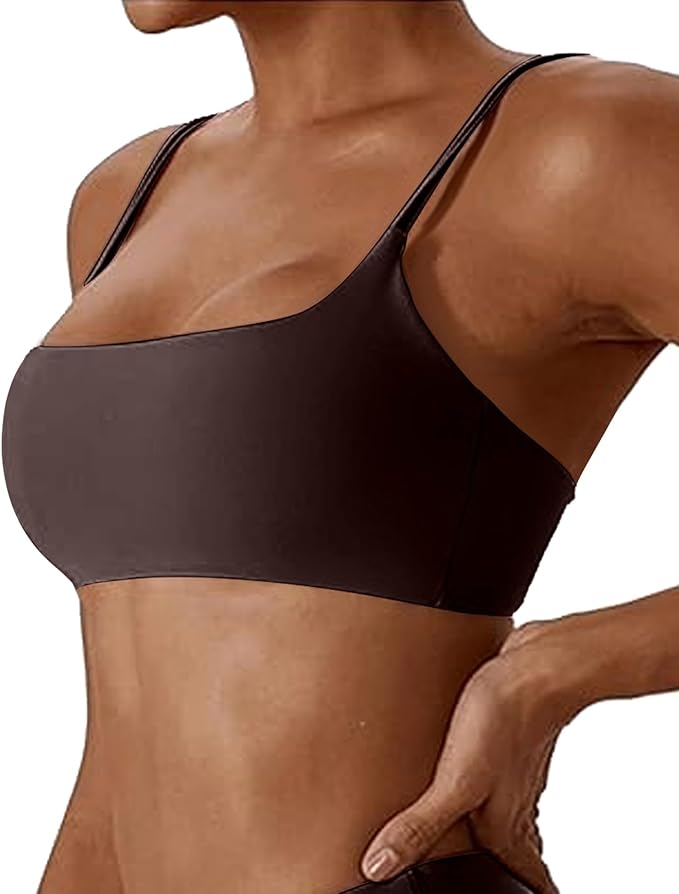 Comper Women's Sports Bras Wirefree Racerback Workout Bras Sexy Thin Straps Yoga Sport Bras with Removable Pads