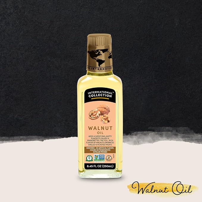 International Collection Walnut Oil, 8.45 fl oz (Pack of 1) | Expertly Sourced, Quality Oils | NonGMO Project Certified, No Artificial Flavors, Gluten Free, Vegan, Kosher & Halal Approved