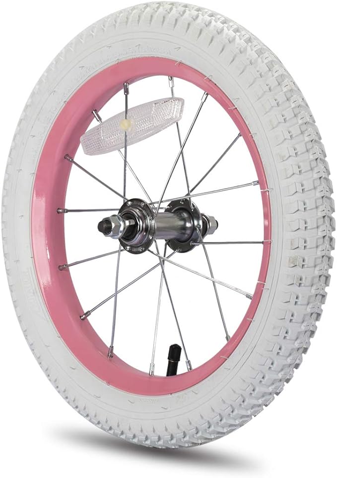 JOYSTAR 12 14 16 18 20 Inch Kids Bike Front Wheels Replacement Bicycle Wheels with 12-20 Inch Solid Air Rubber Tire & Inner Tube Don't Fit Huffy Bike Black & White