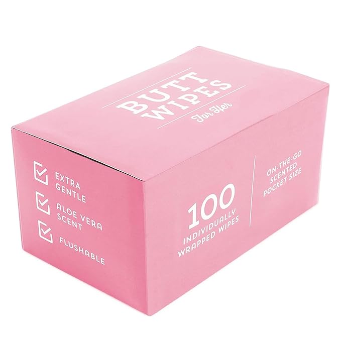BLUE PANDA Wet Travel Wipes - Individually Wrapped Packets for On-the-Go - Flushable Wipes for Adults - Aloe Vera Scented Travel Toiletries & Purse Essentials - 100 Count, Pink