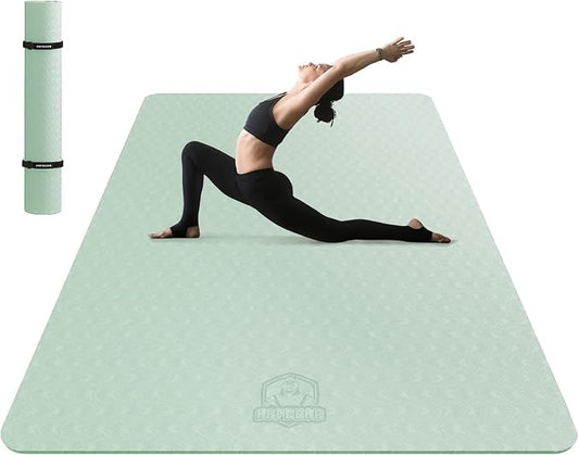 HAPBEAR Extra Large Yoga Mat - 72"x48"x6mm (1/4 inch), Non-Slip, Durable, Thick Wide Exercise Mat for Home Workouts, Yoga, Pilates, Stretching and Cardio Workouts