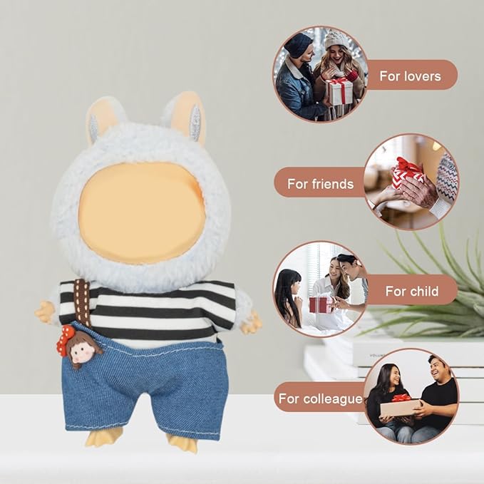 Clothes for 17cm Dolls(NO Doll) Outfit with Accessories Suit Cute Stylish Dress Up Set Striped Off-Shoulder